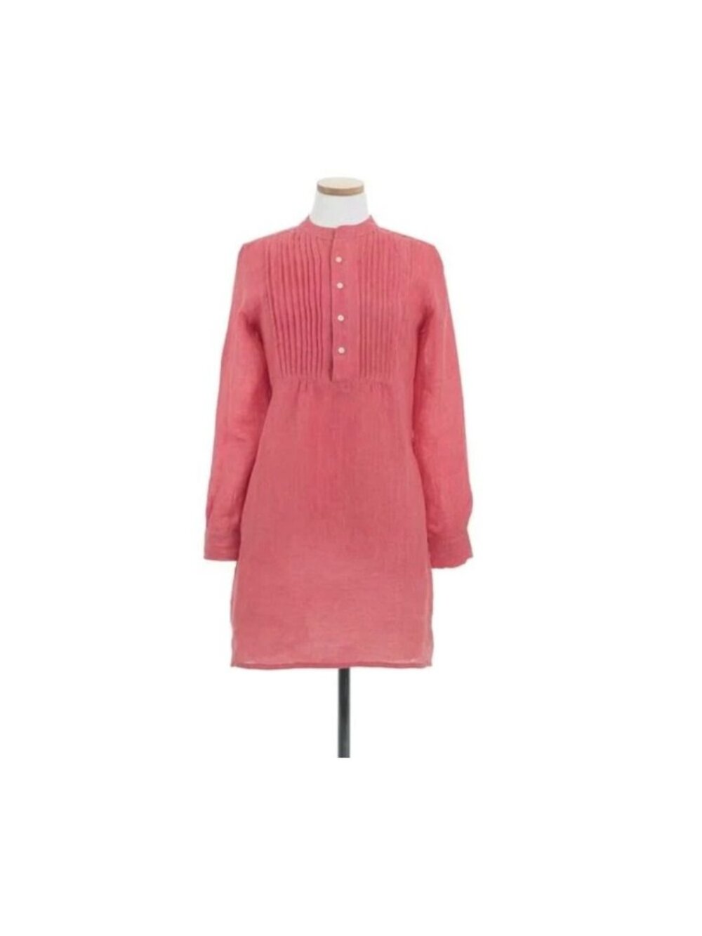 Pine Cone Hill Womens Tunic Shirt Small Resort Wear Pleated Linen Pink New